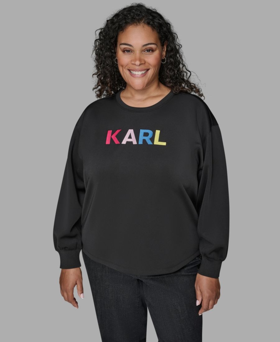 

Женская вышитая блузка больших размеров KARL LAGERFELD PARIS, Black