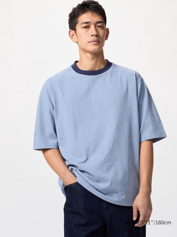 

Футболка oversize с цветными блоками (ringer) Uniqlo, синий
