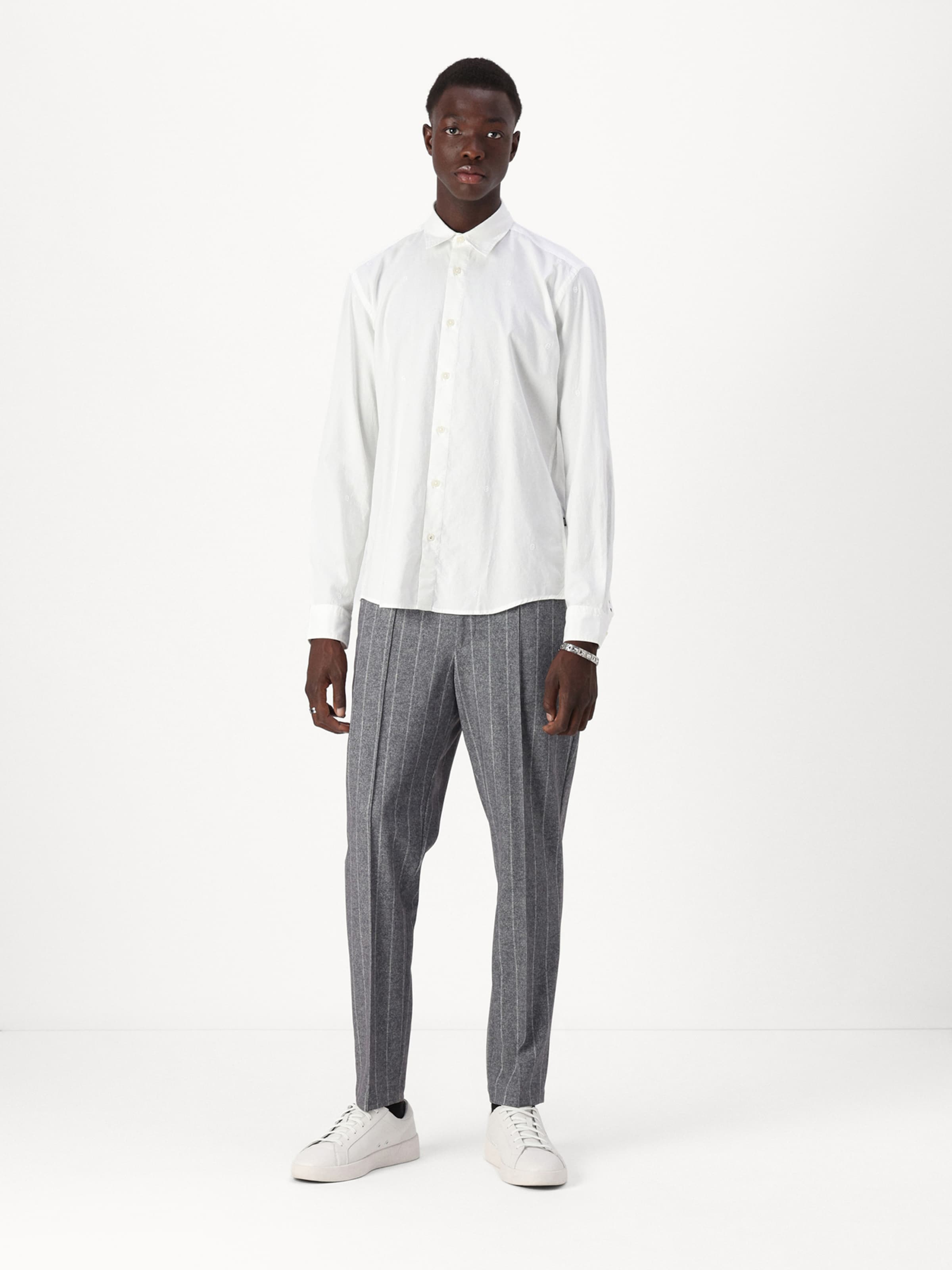 BOSS Рубашка 'C-LIAM' Slim fit на пуговицах, белая — фото 4