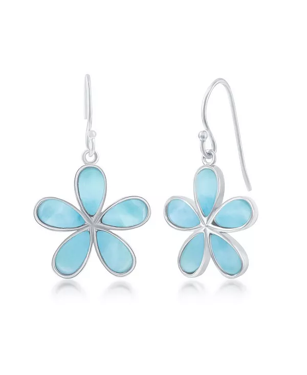 

Серьги из стерлингового серебра с ларимаром в виде цветка маргаритки Caribbean Treasures, blue