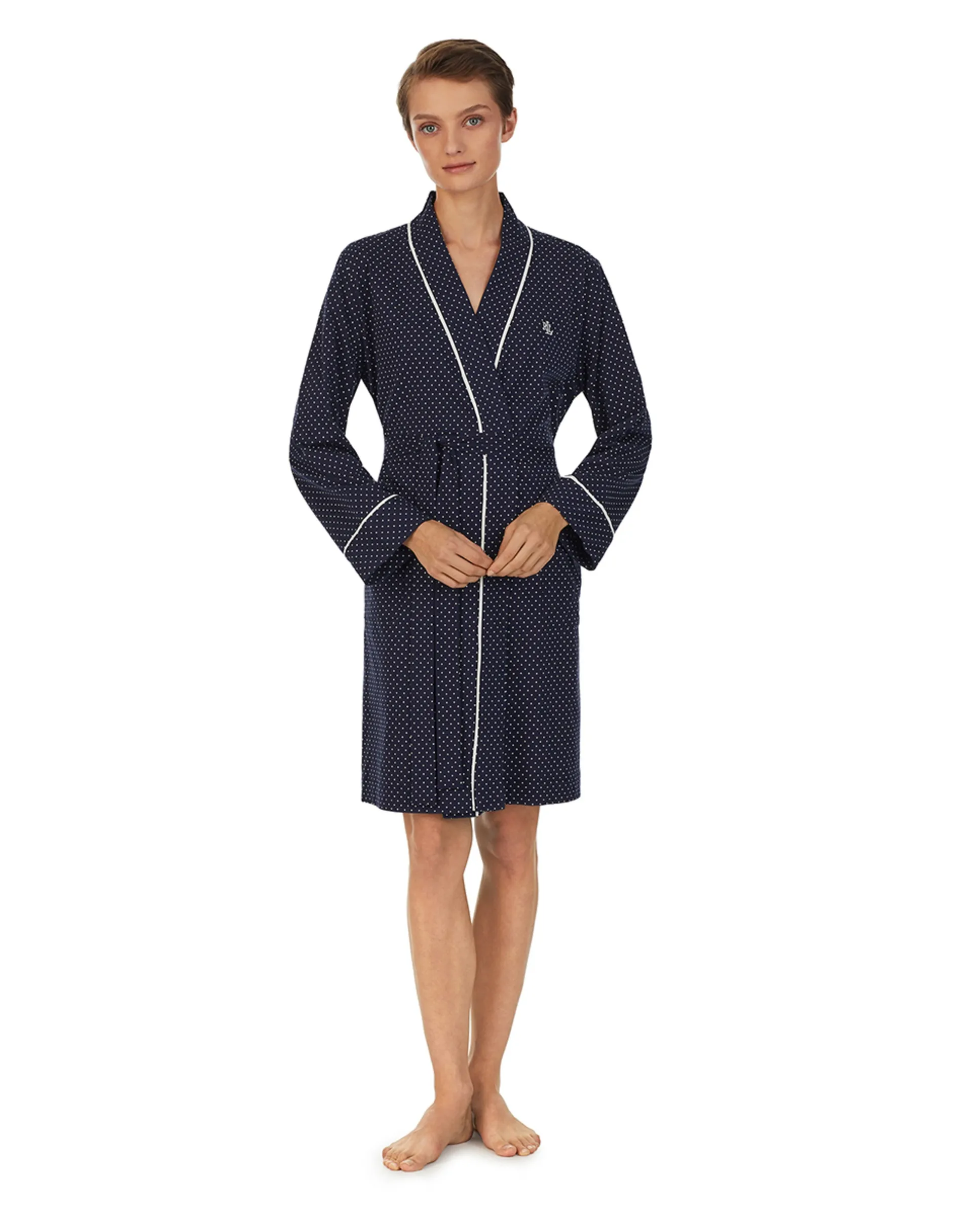 

Женский короткий халат 100% хлопок Lauren Ralph Lauren, темно-синий