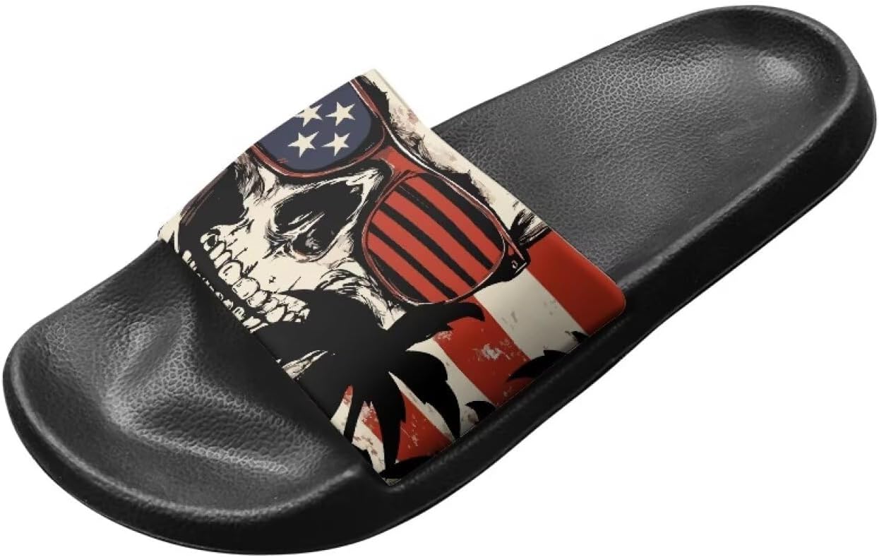 Тапочеки Jrysaedy House Slides, American Flag Glasses Skull — фото 2