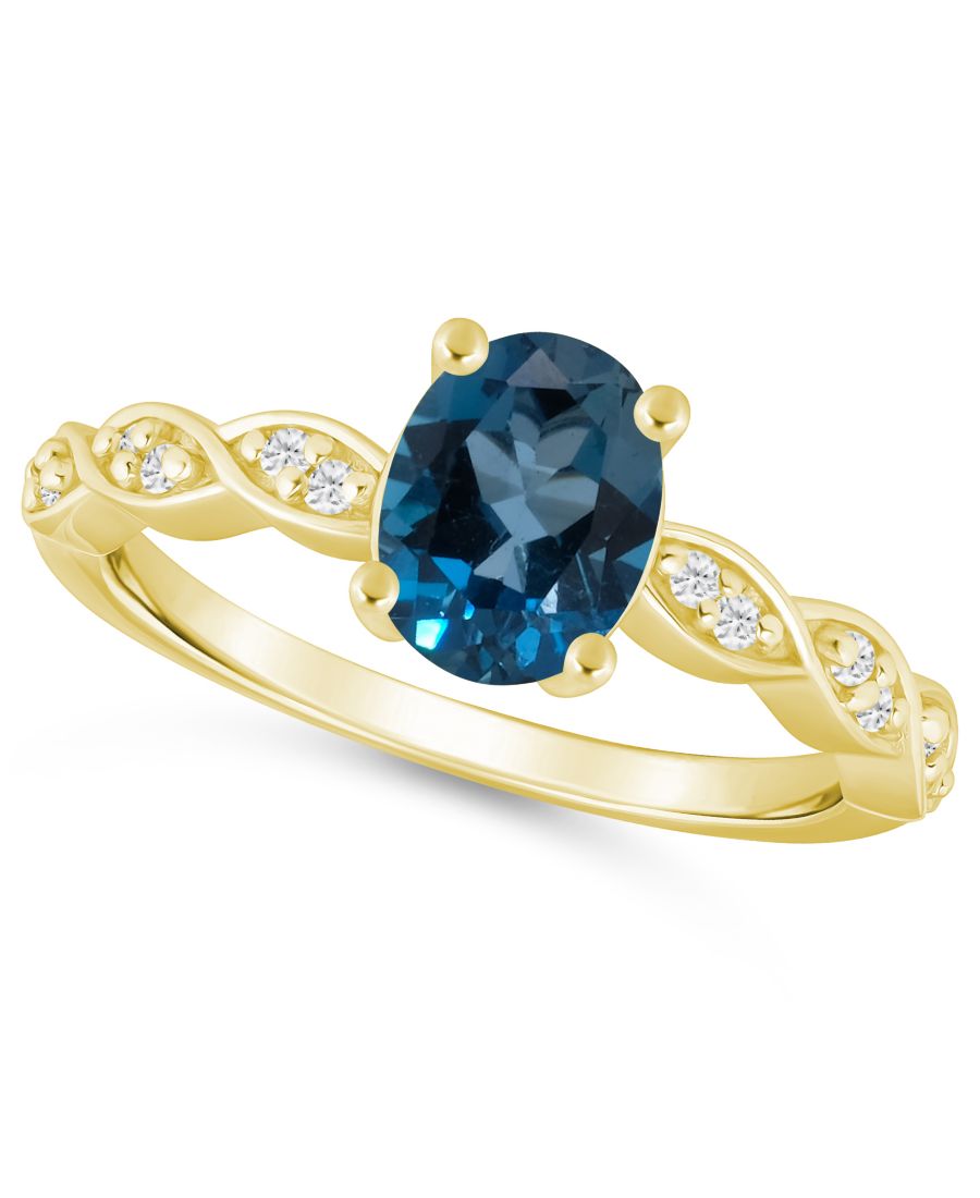 

Кольцо с аметистом (1,5 карата) и белым бриллиантом (1,20 карата) из белого золота 10 карат Macy's, London Blue Topaz