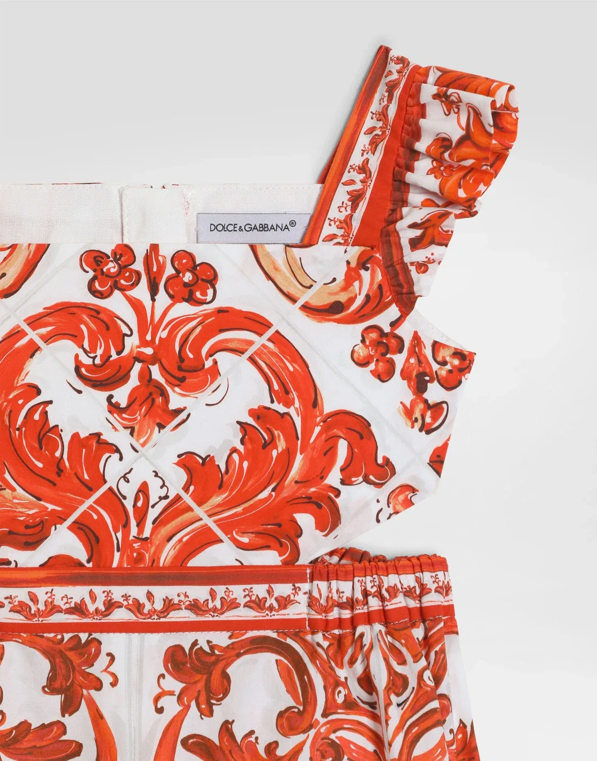 Комбинезон из поплина с принтом «Майолика» Dolce & Gabbana, бежевый — фото 3