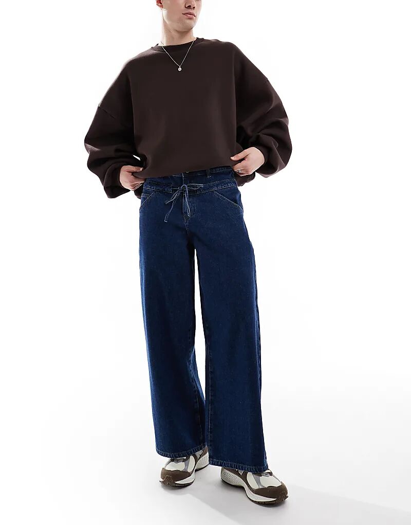 

Очень мешковатые джинсы с двойным поясом в средне-синем цвете ASOS DESIGN