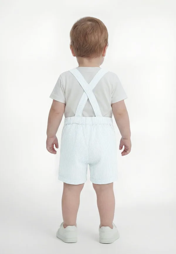 Комбинезон salopette courte dungarees Petit Bateau, Marshmallow/Flo — фото 2