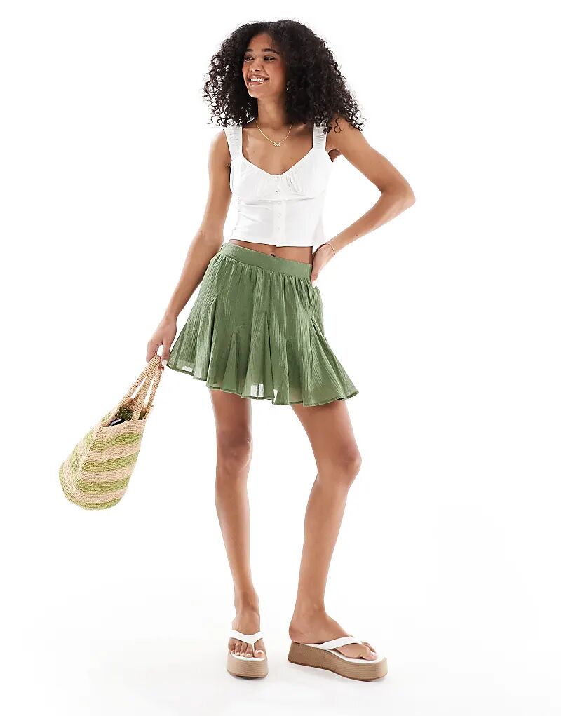 

Мини-юбка-годе из хлопка ASOS DESIGN цвета хаки