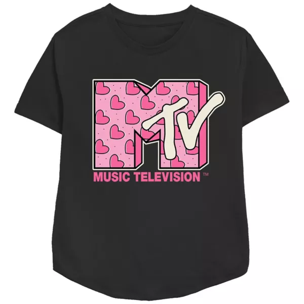 

Женская футболка с принтом логотипа MTV в виде сердца Licensed Character, черный