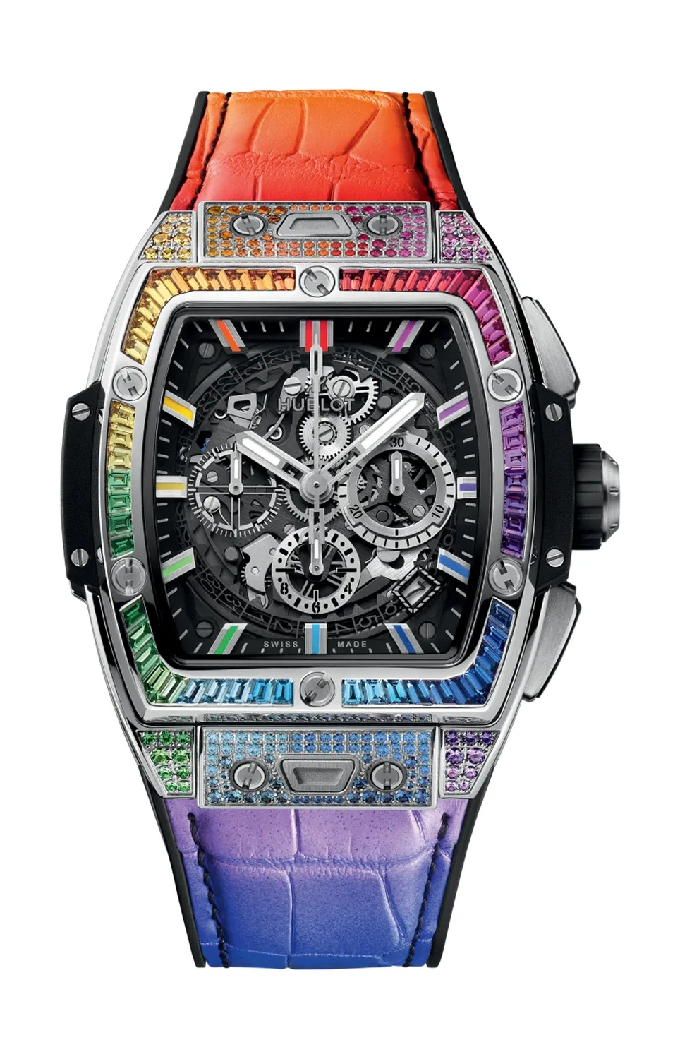 SPIRIT OF BIG BANG ТИТАНОВЫЙ РАДУЖНЫЙ 42 ММ - 642.NX.0117.LR.0999 HUBLOT, серебряный