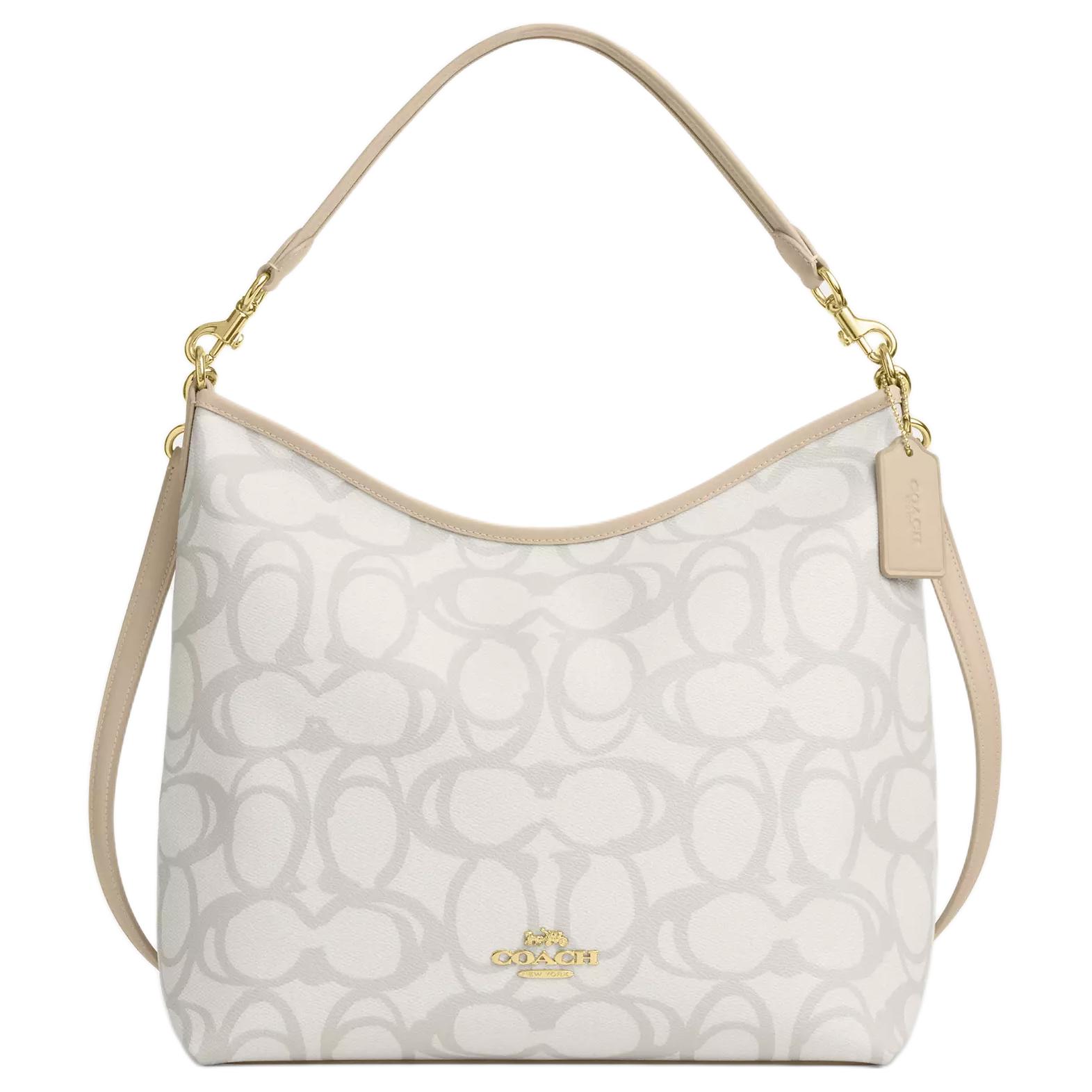 

COACH Льняная сумка через плечо большая женская слоновая кость