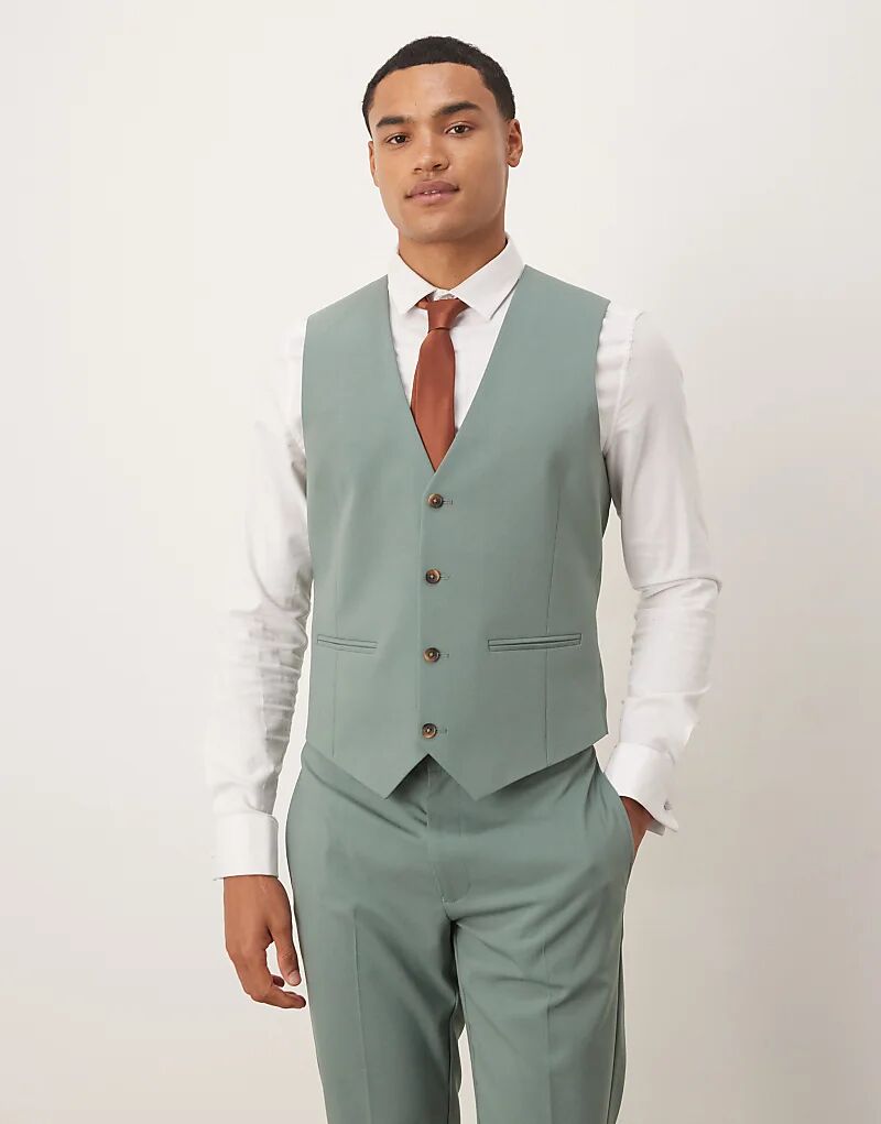 

Узкий жилет ASOS DESIGN темно-зеленого цвета