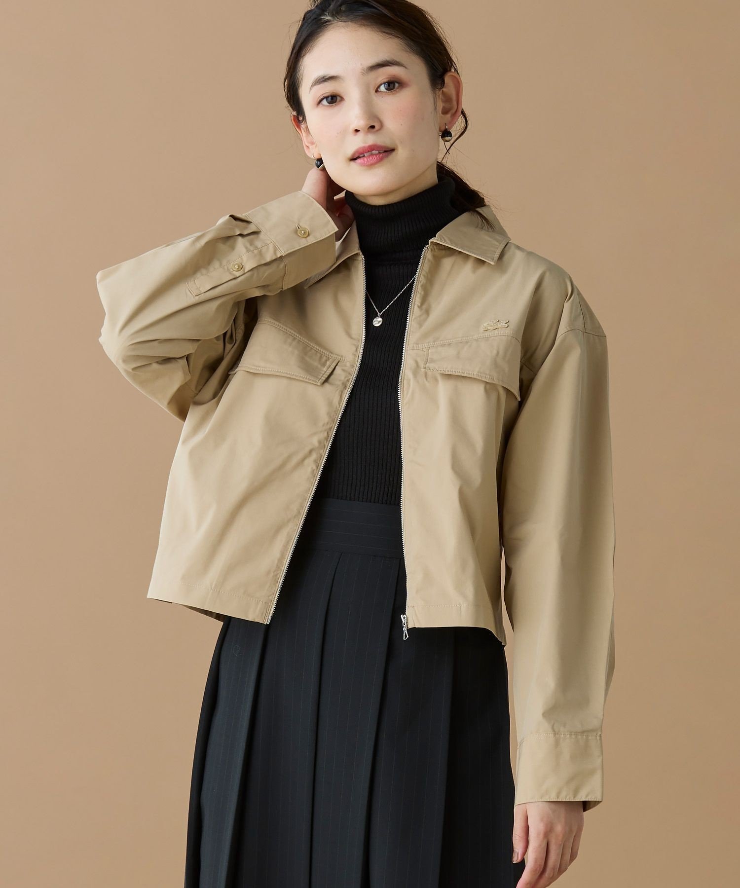 Рубашка-блузон LACOSTE Beige на молнии — фото 3