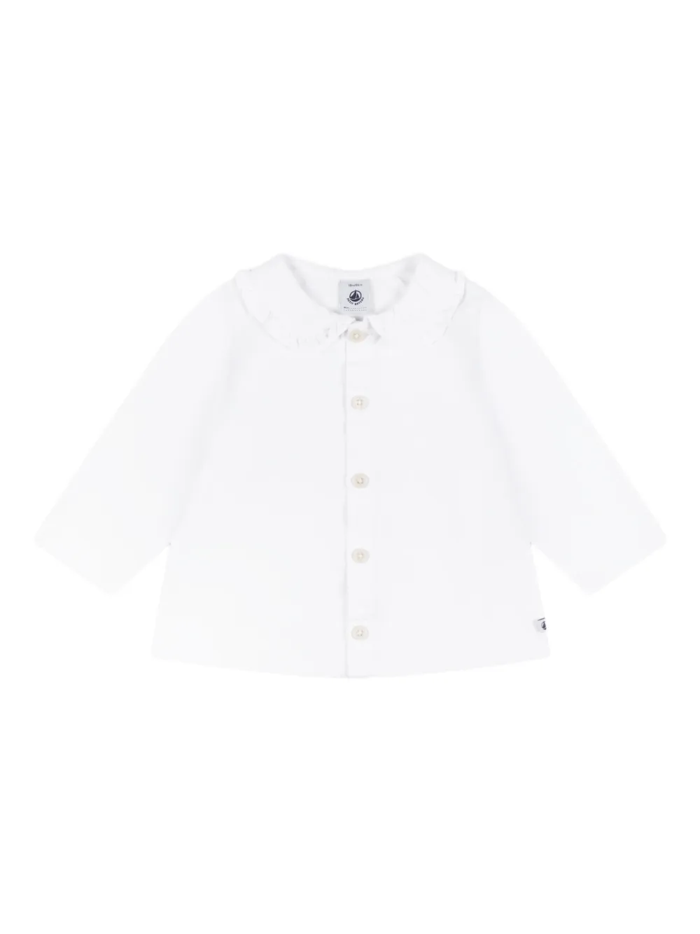 

Топ с длинными рукавами и оборчатым воротником Petit Bateau, белый