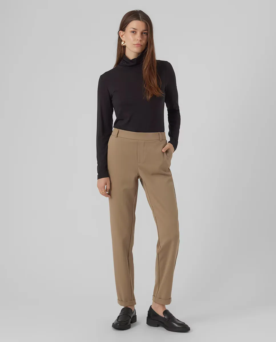 

Однотонные женские брюки с нормальной талией Vero Moda, цвет Topo