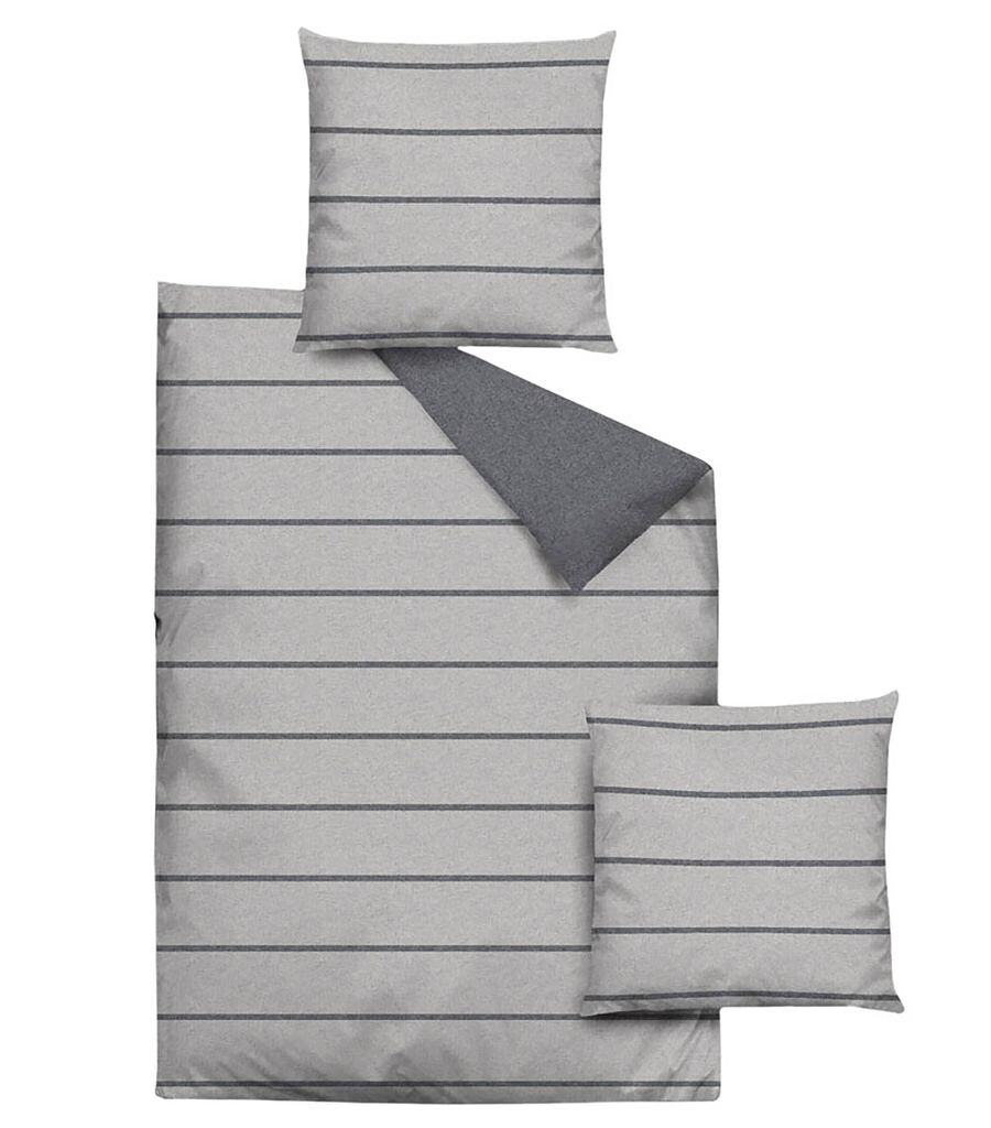 

Двустороннее постельное белье jilda-tex меланжевая фланель (Stripes Grey) 135х200см Dero Textilien