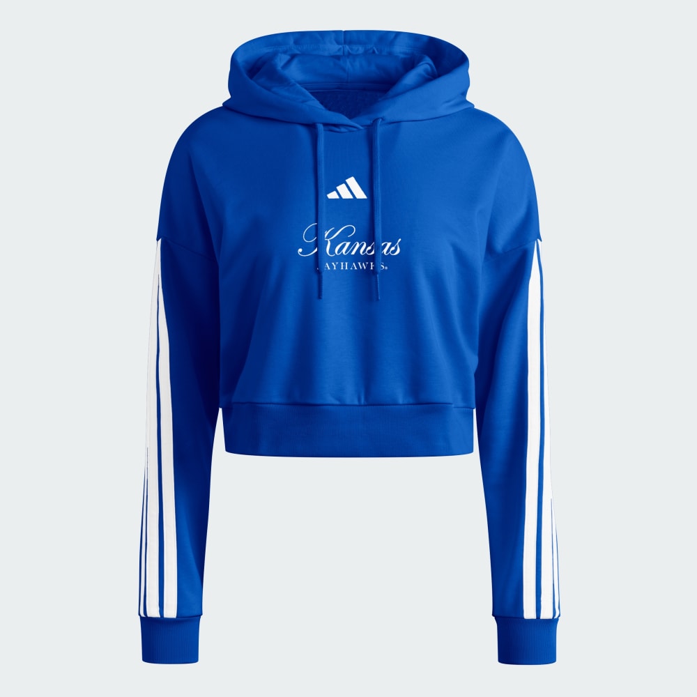 

Худи Adidas Kansas Jayhawks Essentials 3-Stripes Crop Hoodie, цвет Royal Blue/White/Multi