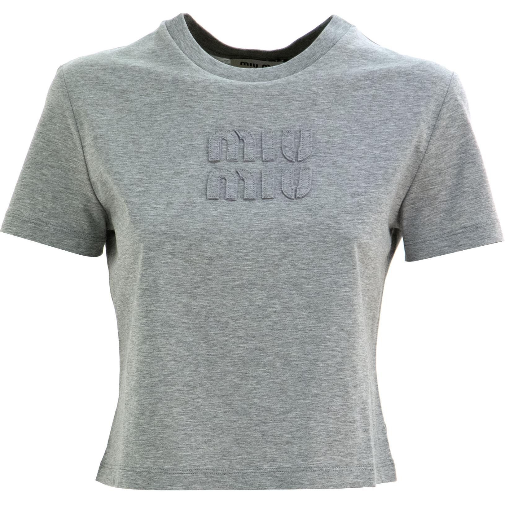 

Кроп-футболка с круглым вырезом MIU MIU, серый