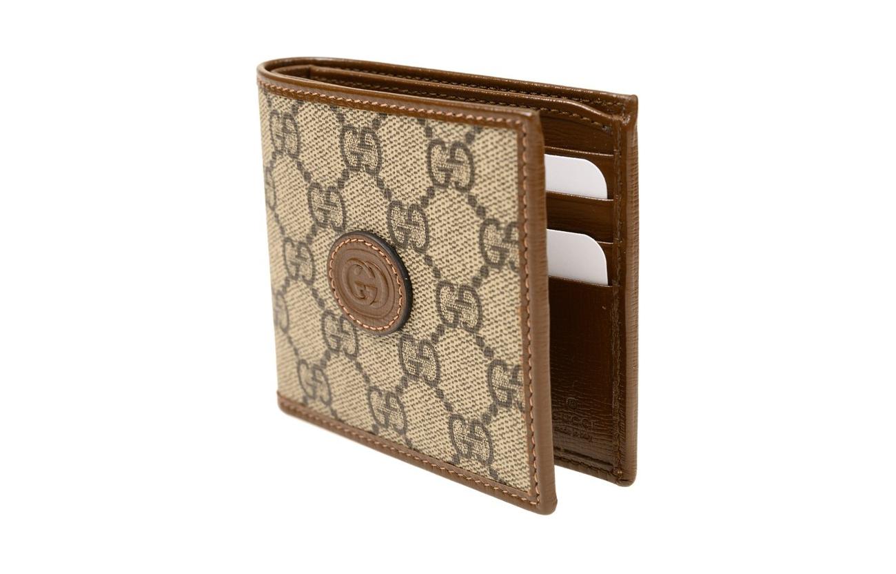 GUCCI Кожаный бумажник на холсте мужской Ebony/Brown — фото 3