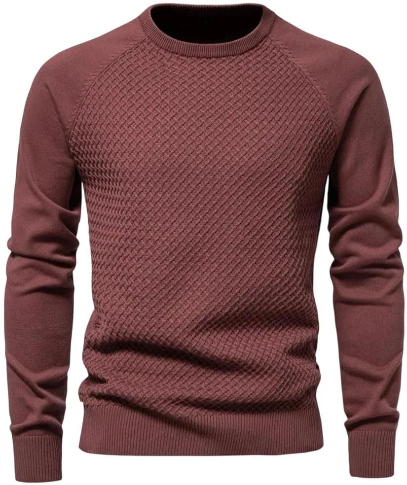 

Мужской свитер с круглым вырезом из хлопка — повседневная геометрическая вязка