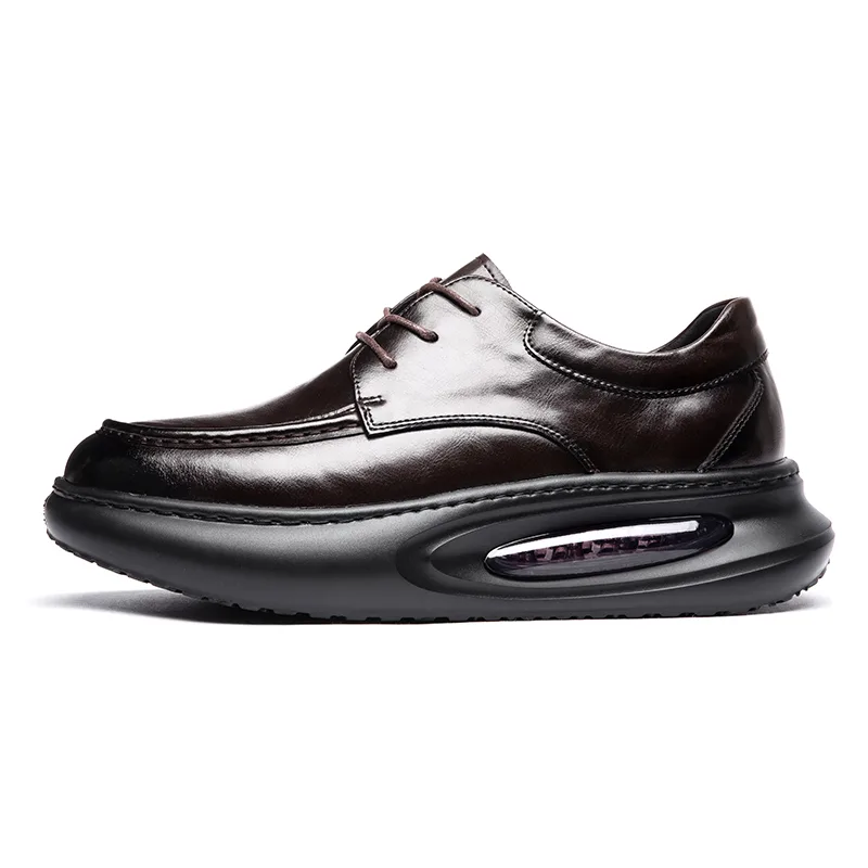 Повседневные кожаные туфли мужские low top RANQI, Brown (This Leather Shoe Size Is One Size Larger Than Athletic Shoes)