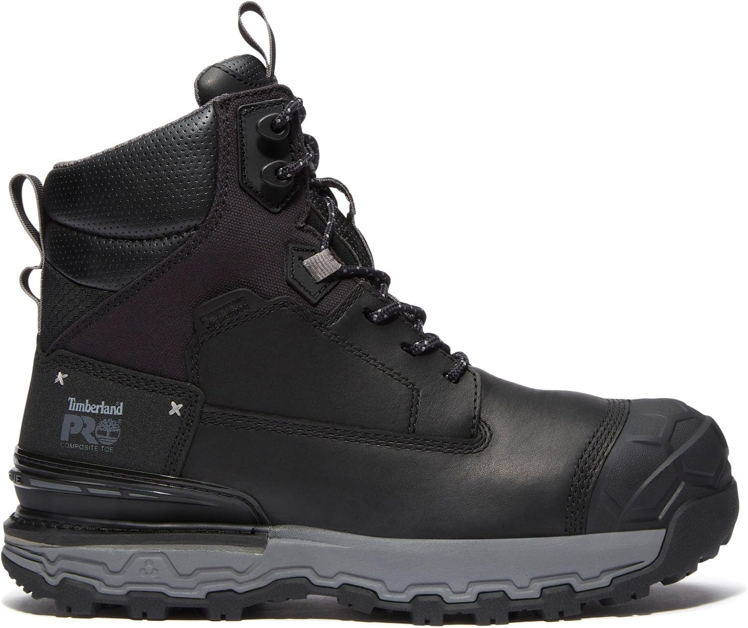 Мужские ботинки Timberland PRO 6 Boondock Ultralight с композитным носком, водонепроницаемые и противоскользящие, черный/серый — фото 3