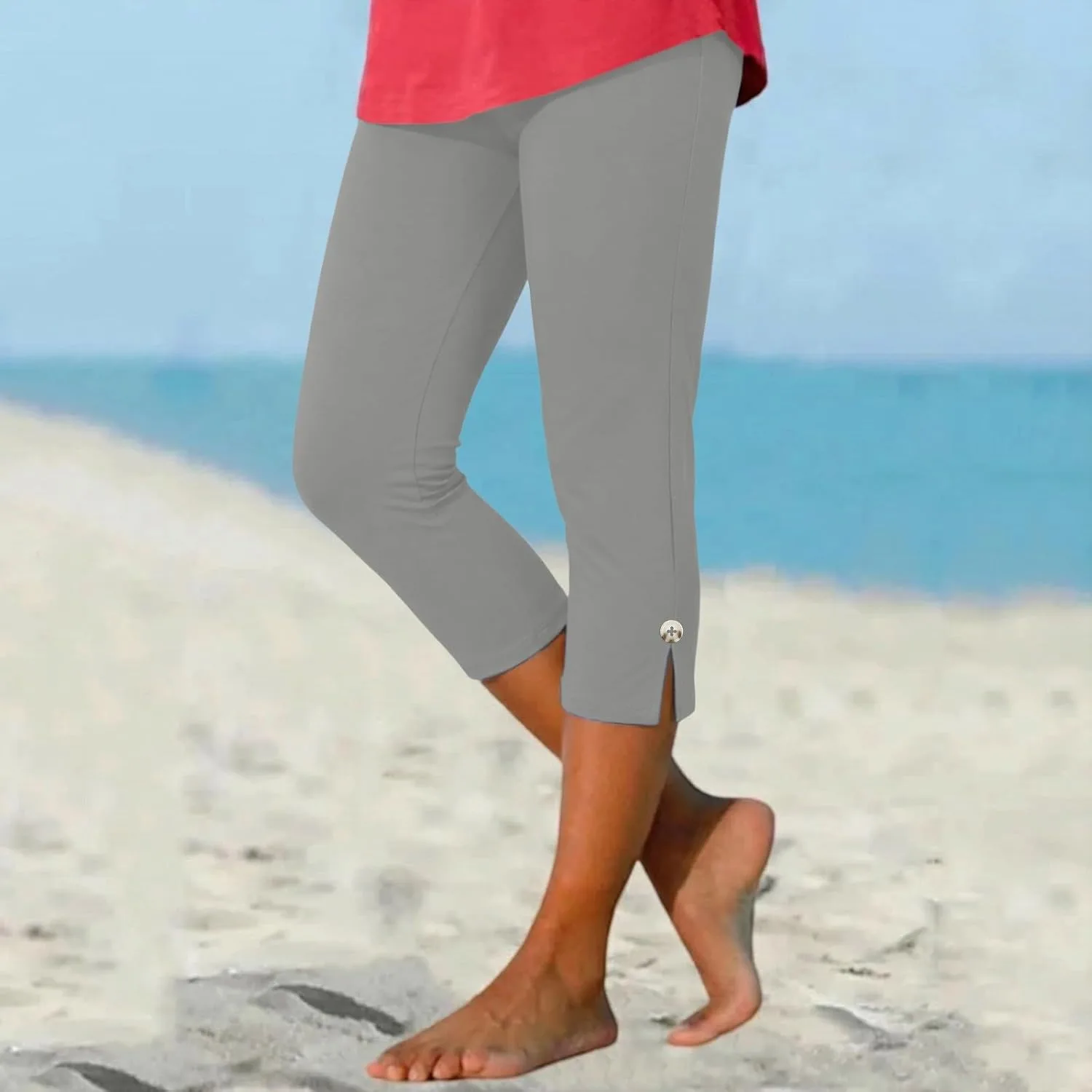 Капри-легинсы для женщин летние Casual Plus Size с высокой посадкой — фото 2