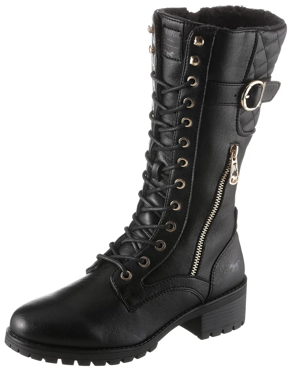 

Зимние ботинки Mustang Shoes с золотыми вставками, черный
