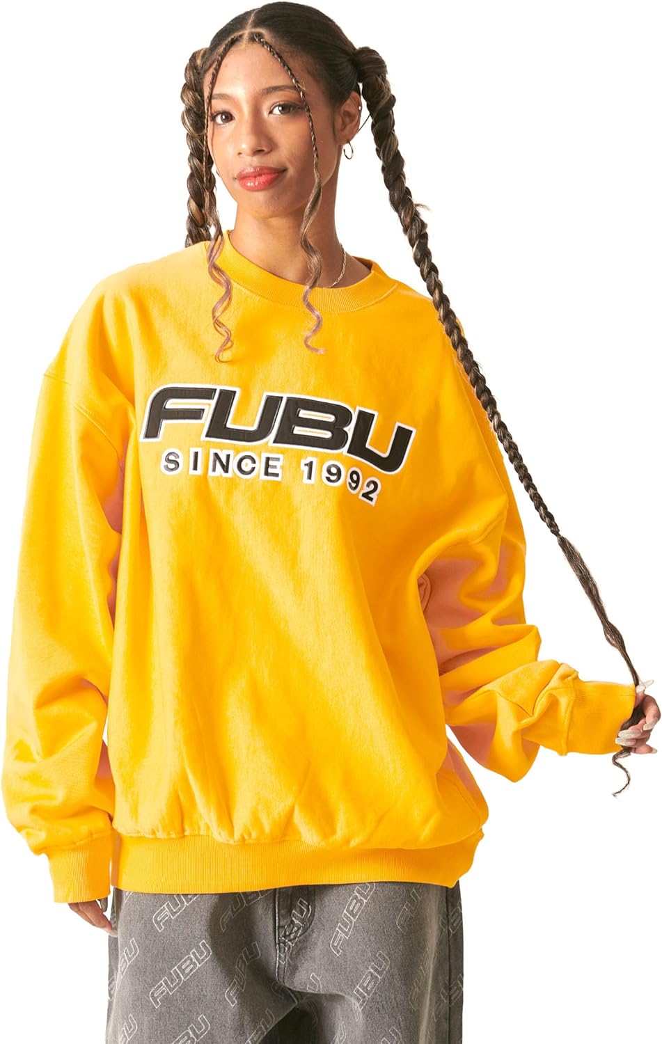 

Толстовка FUBU, на флисовой подкладке, с длинным рукавом, с логотипом бренда, свободного кроя, в американском стиле, выберите свой дизайн, fubu-24fw-tops, унисекс, для взрослых, желтый