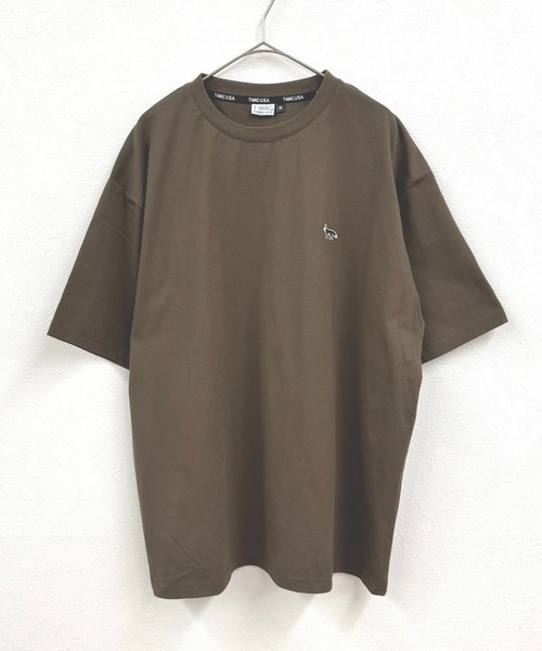 

Футболка свободного кроя с коротким рукавом, с вышивкой T-MAC OUTING, коричневая