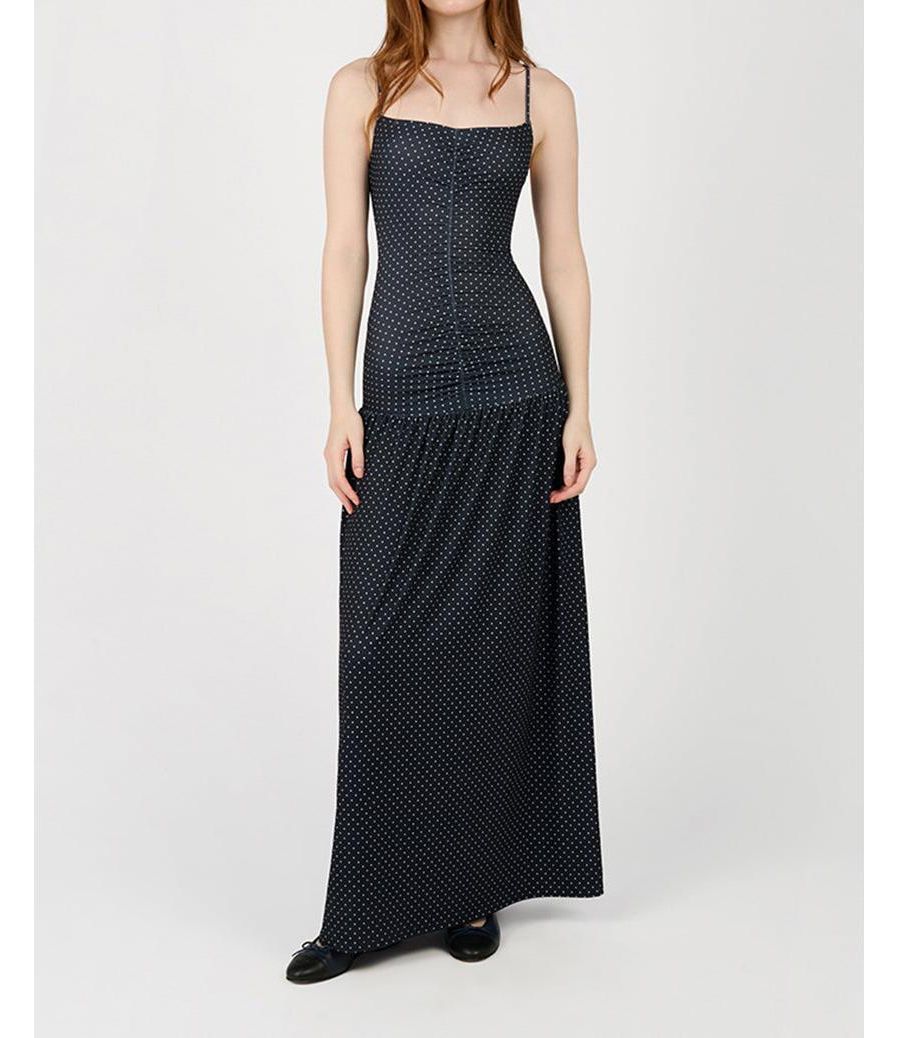 

Женское длинное платье с драпировкой спереди и вырезом-лодочкой WeWoreWhat, Navy/White