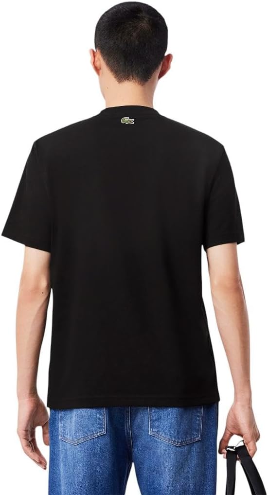 Мужская хлопковая футболка с логотипом Lacoste, Black — фото 3