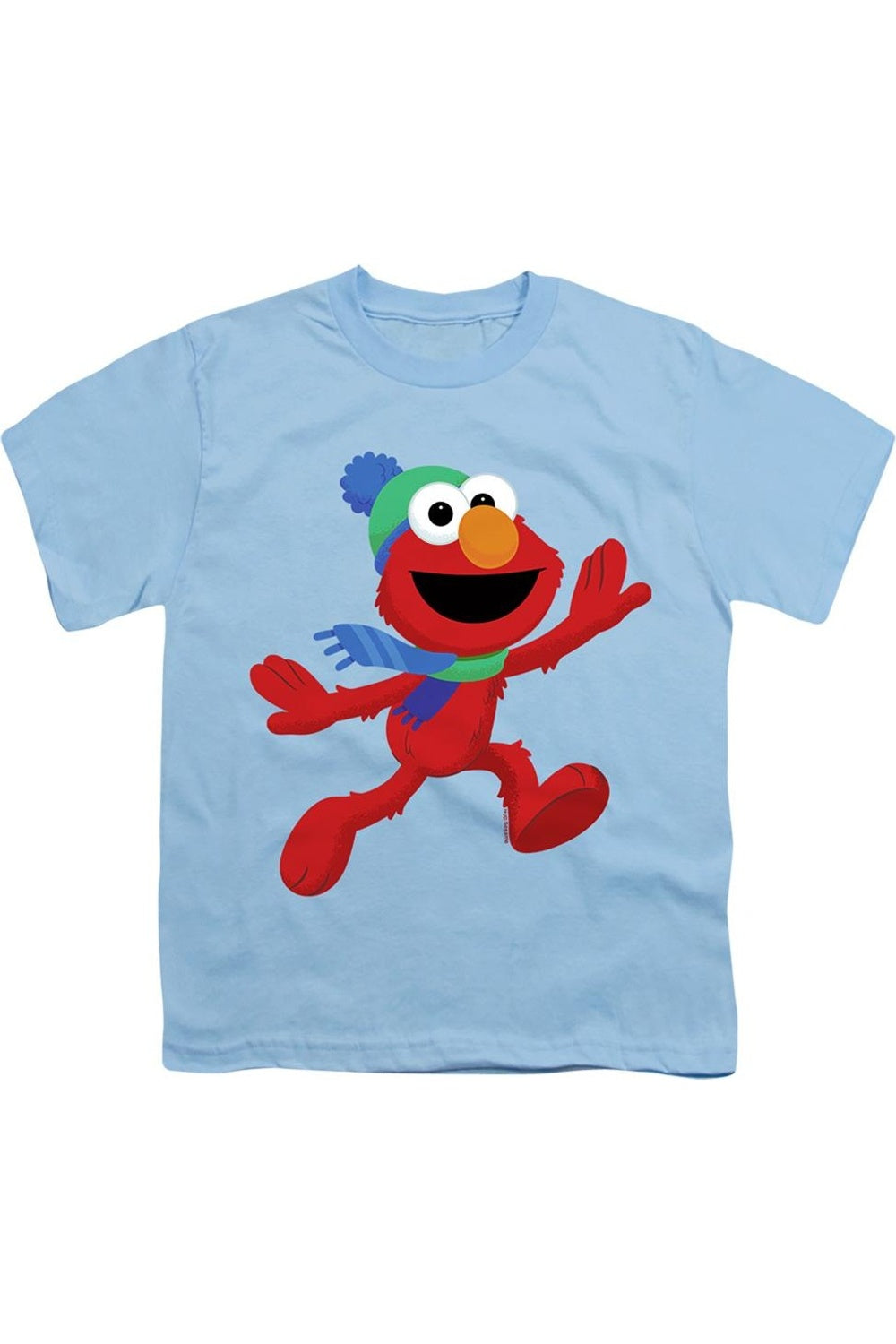 

Футболка с коротким рукавом "Улица Сезам: Пушистые друзья навсегда! Зимняя пробежка Элмо" для детей Gildan, светло-голубой