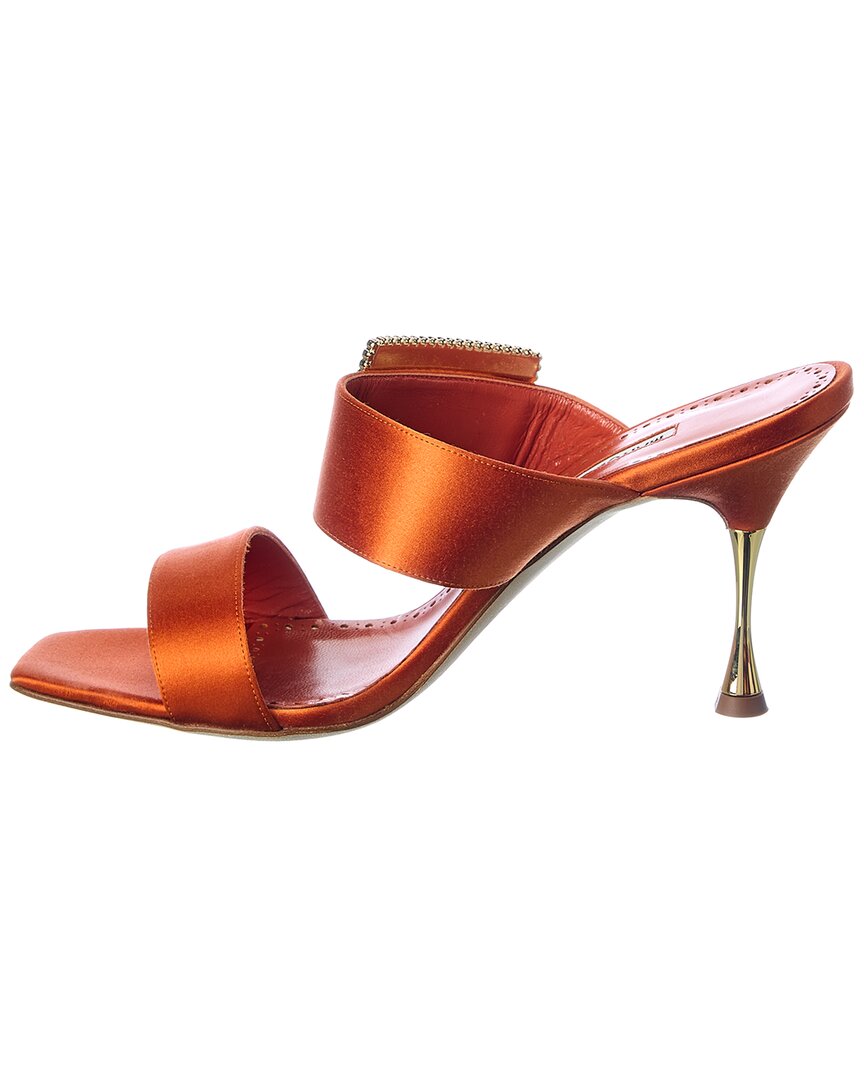 Manolo Blahnik Tuliaba 90 Satin Sandal, оранжевый — фото 2
