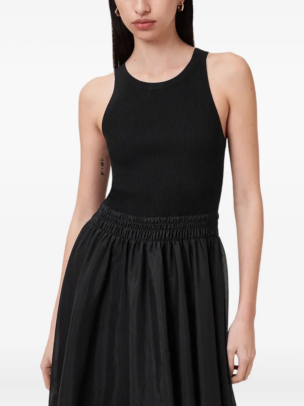 

Платье макси с эластичным поясом AllSaints, черный