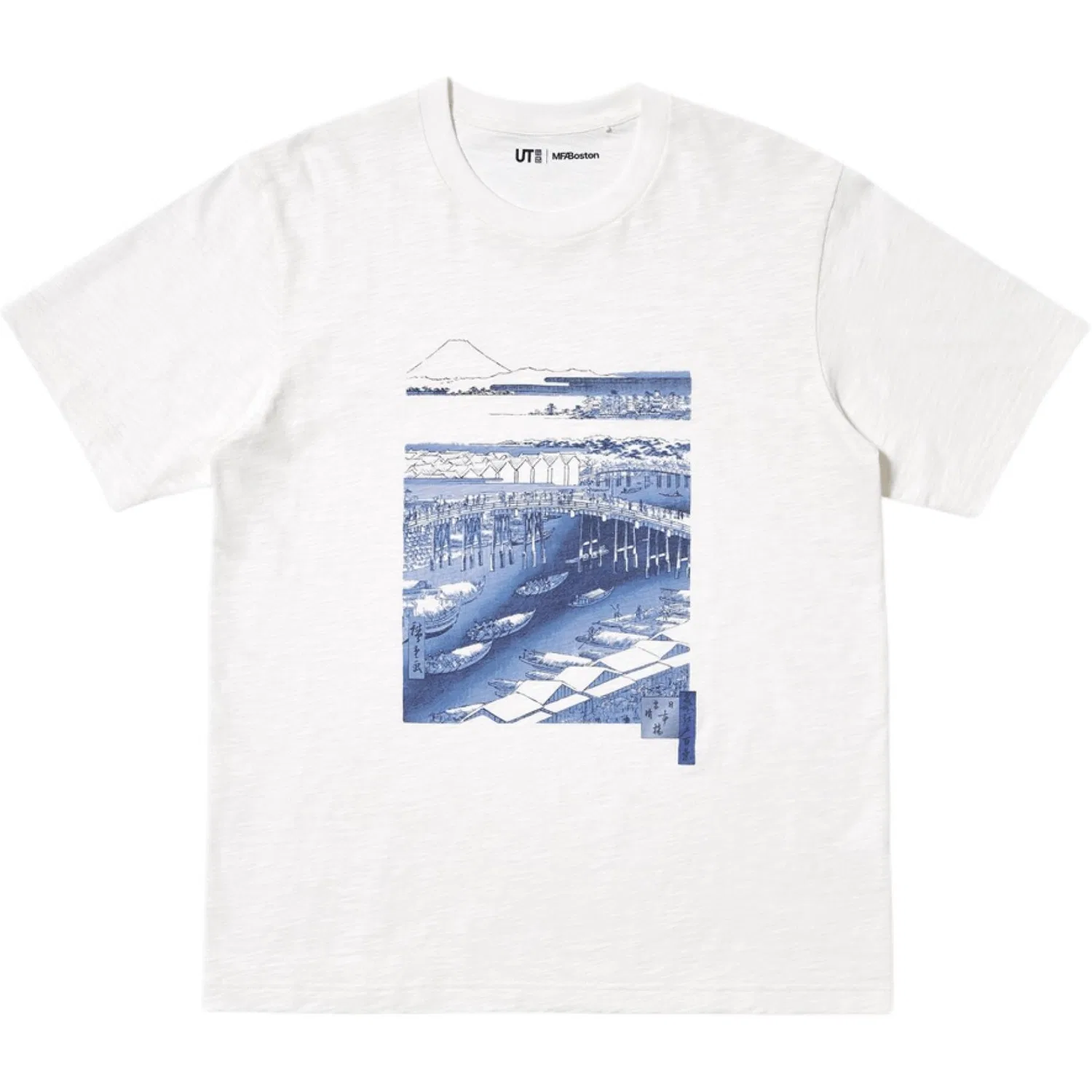 Футболка мужская x FUSHIHUIZHILAN, LIANMINGKUAN Floating World Blue, коллаборация FW25 UNIQLO, Ivory