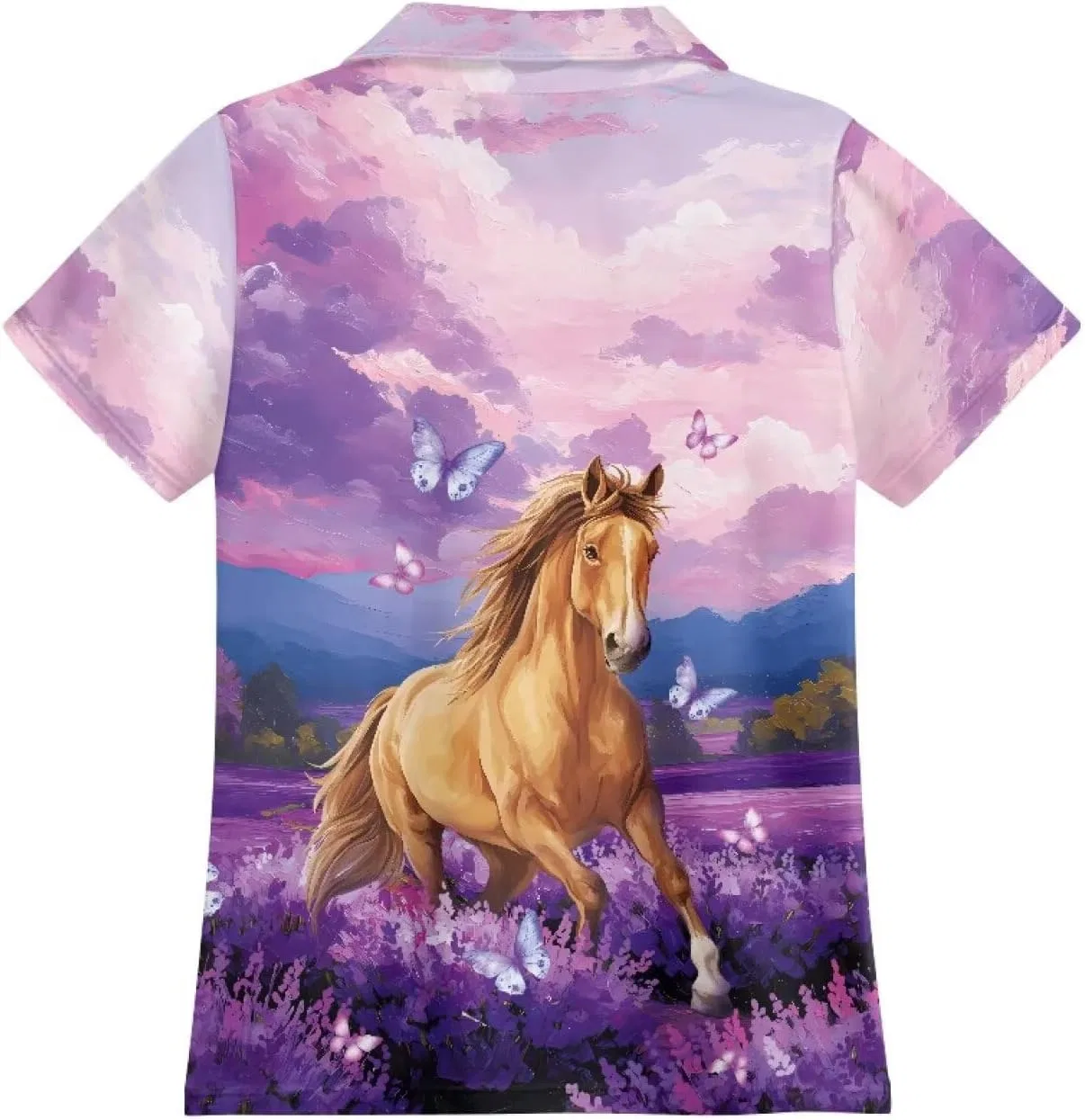 Поло для девочек Snilety Purple Floral Horse — фото 4