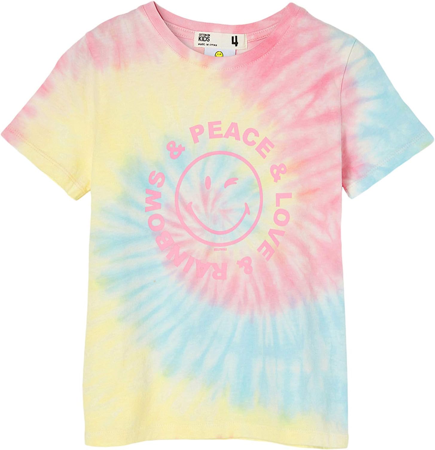 

Футболка COTTON ON License Short Sleeve Tee, цвет Lcn Smi Smiley Love Peace/Rainbow Tie-Dye