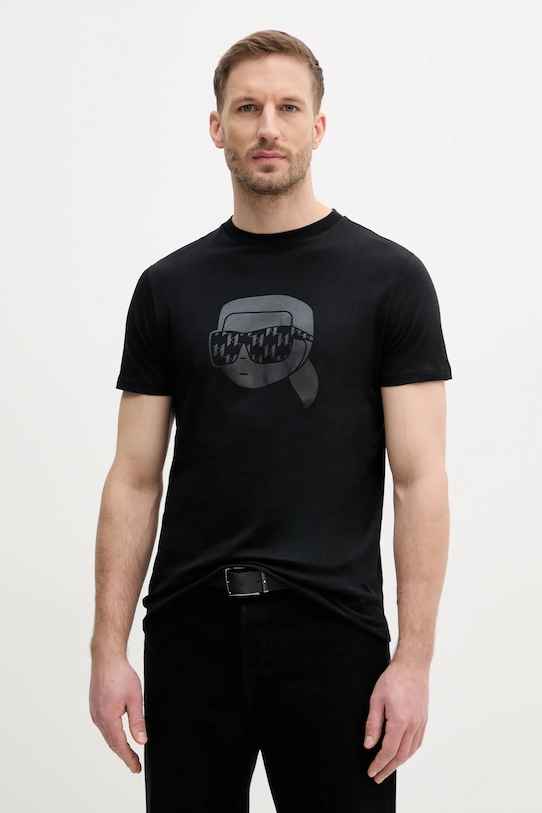 

Хлопковая футболка Karl Lagerfeld, черный