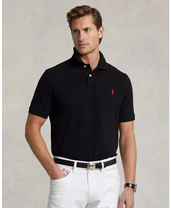 Черная рубашка-поло, классический крой. Ralph Lauren, черный — фото 2
