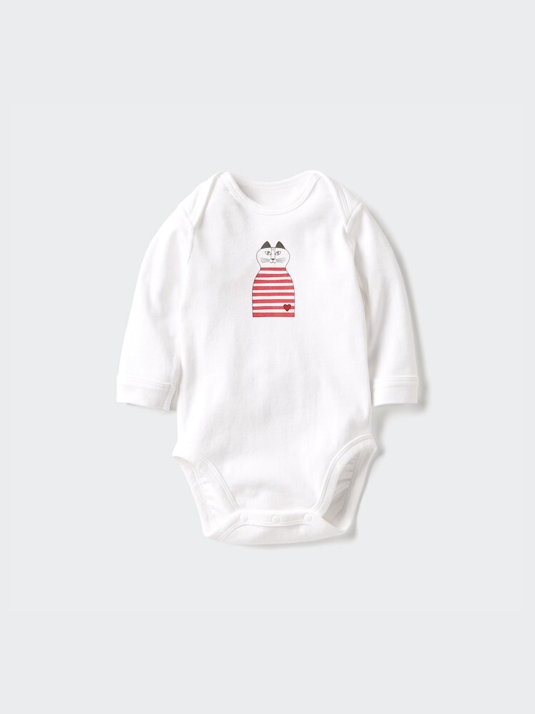 

Боди для малышас длинным рукавом Uniqlo, цвет 00 белый