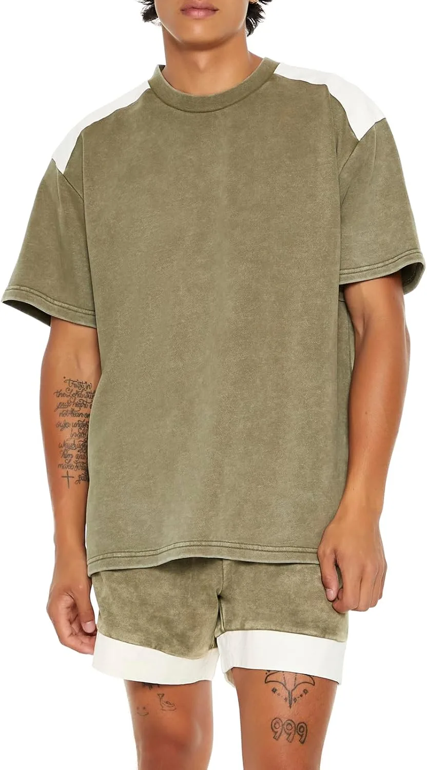 

Forever 21 мужской пуловер с коротким рукавом и цветными блоками