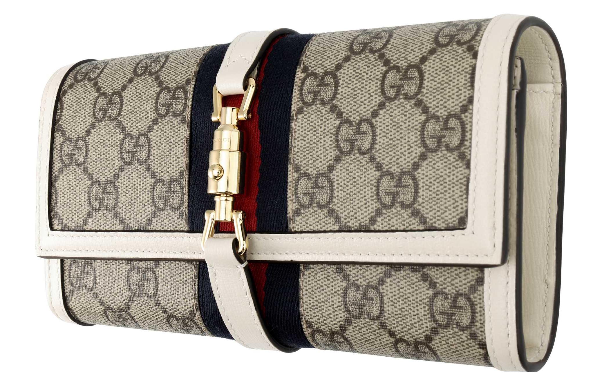 GUCCI Женская сумка через плечо Джеки 1961 из холста с кожаными вставками бежевая — фото 3