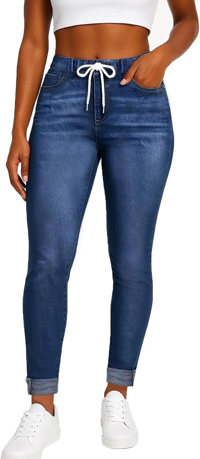 Женские джинсы Stretchy Western Blue с эластичным поясом и карманами
