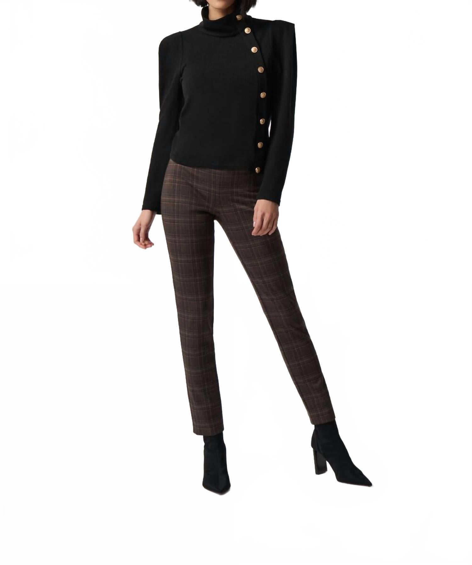 

Клетчатые облегающие брюки коричневого цвета с несколькими узорами Joseph Ribkoff, коричневый