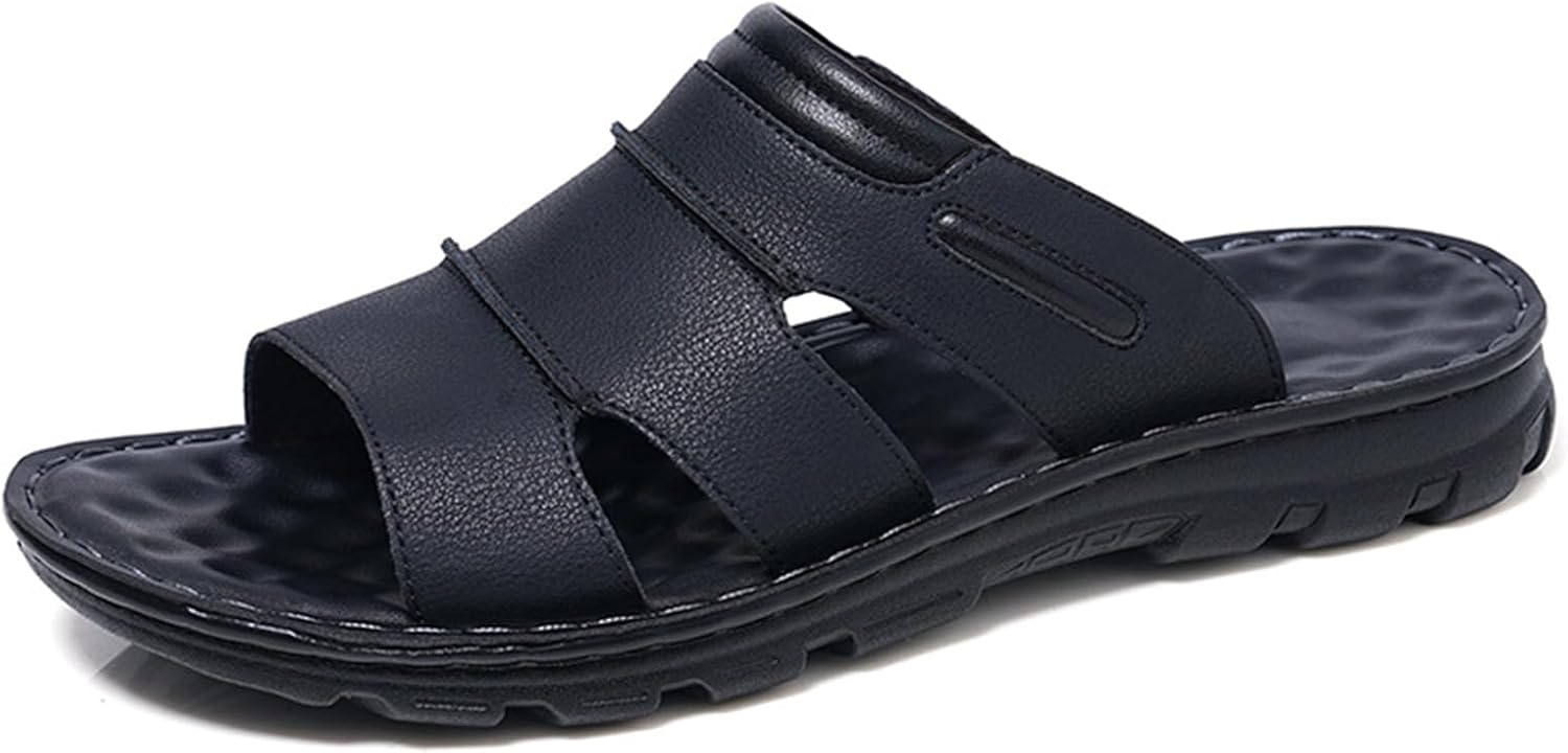 

Мужские шлепанцы летние сандалии комфорт для ходьбы открытый носок плоские сандалии размер 6-13 Abborora, черный