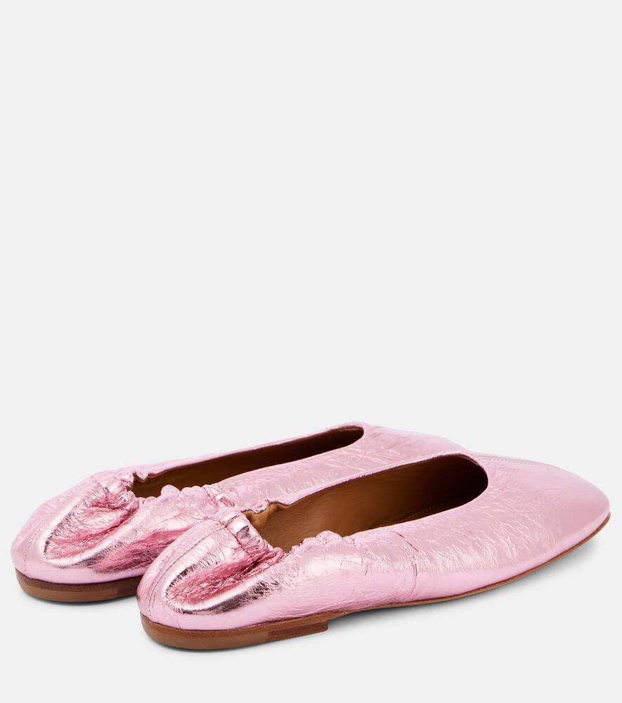 Балетки из металлизированной кожи Dries Van Noten, Pink — фото 2
