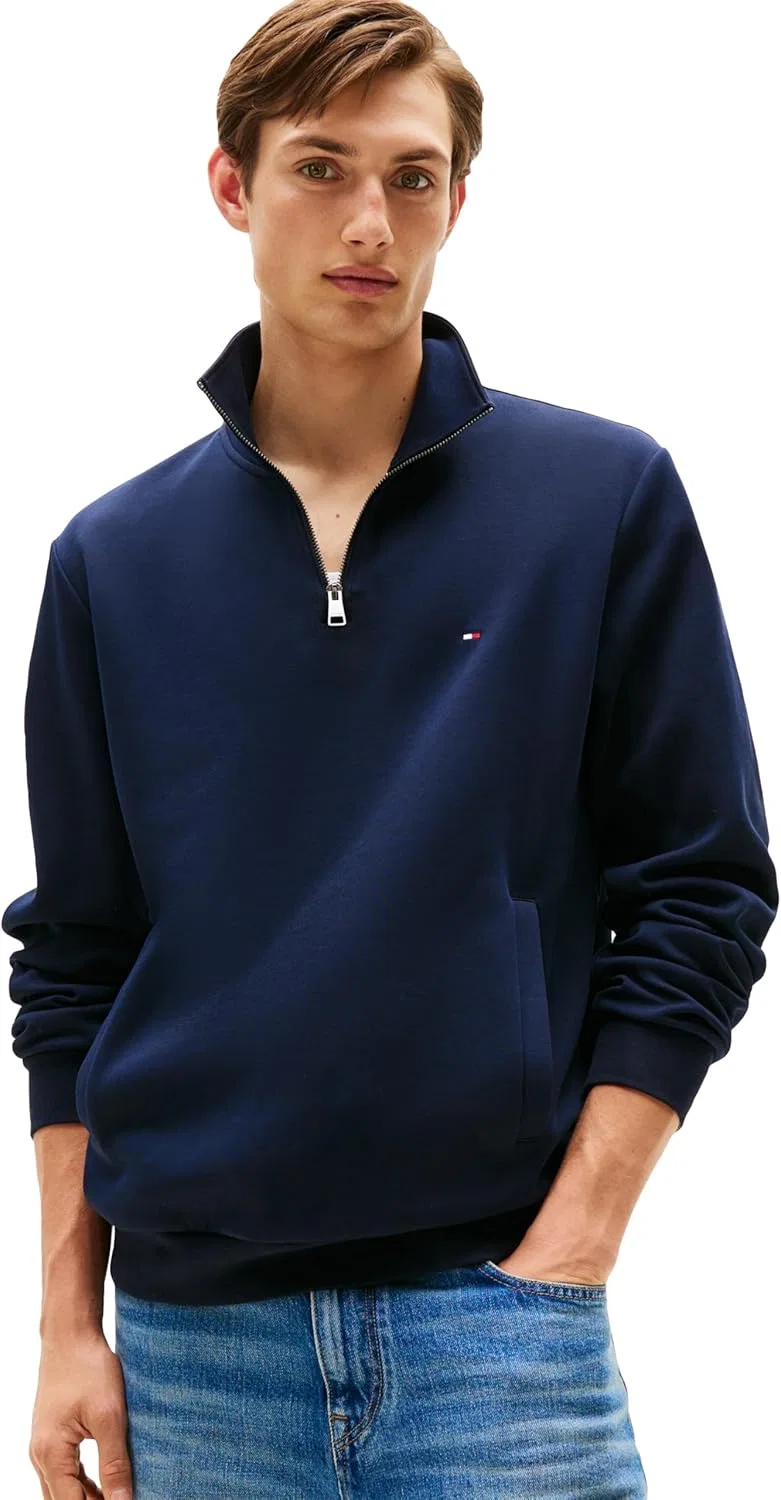 Мужская толстовка Tommy Hilfiger средней плотности с застежкой-молнией на четверть длины