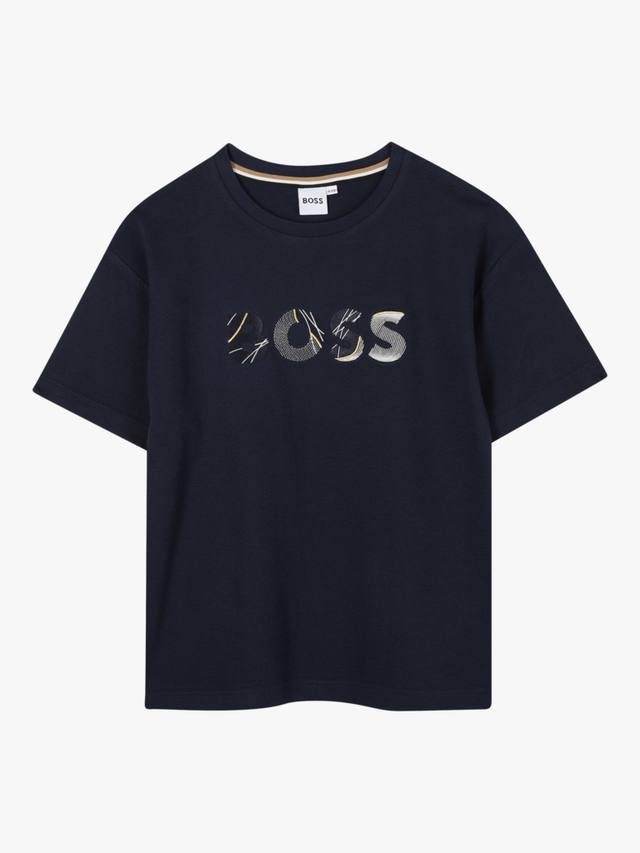 

Детская футболка с коротким рукавом из хлопковой смеси и круглым вырезом HUGO BOSS