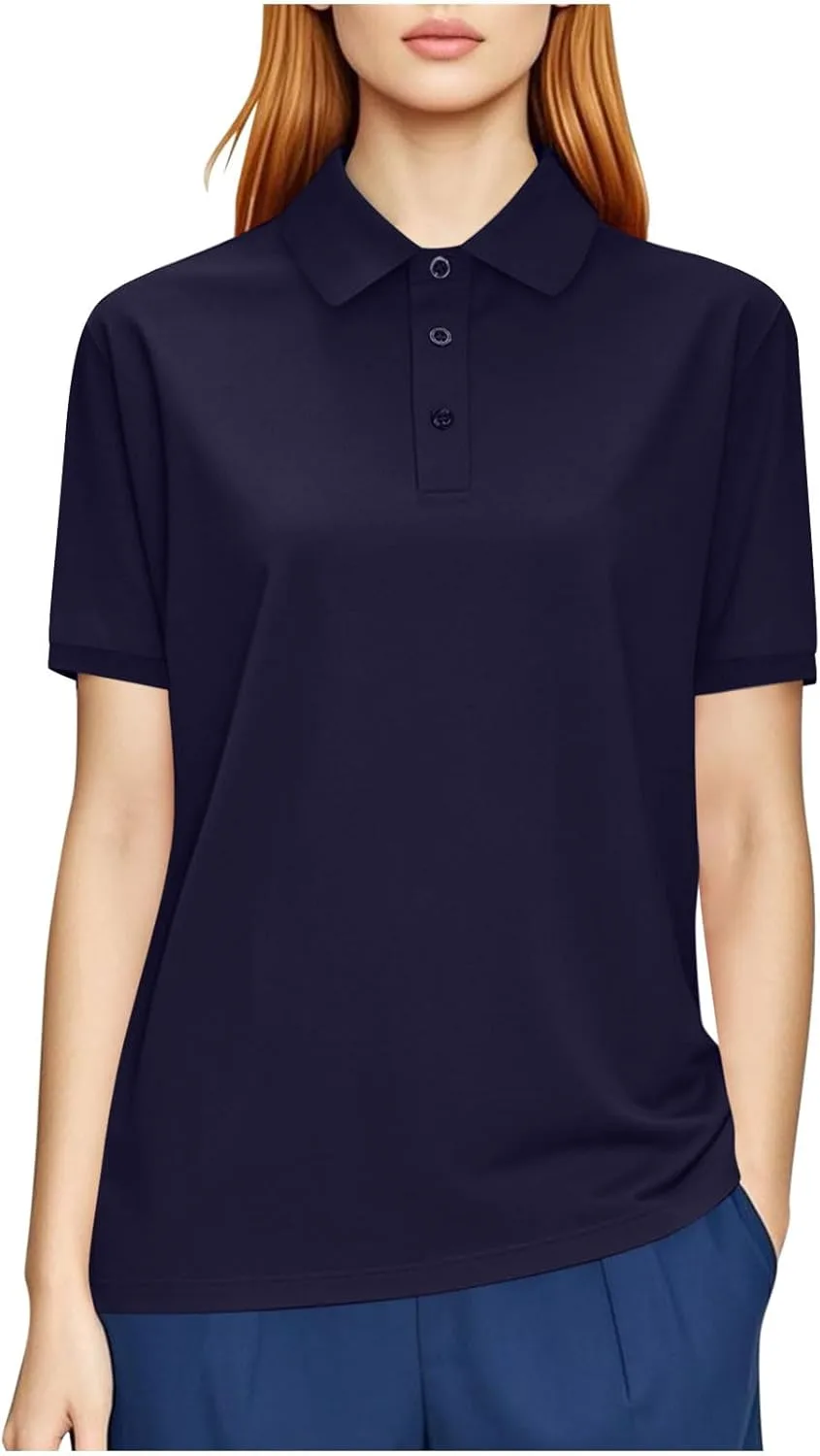 

Женская футболка с коротким рукавом и воротником, casual, однотонная, мягкая и дышащая