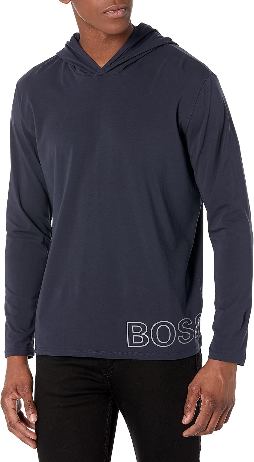 

BOSS Мужская футболка Identity с длинным рукавом для отдыха, Navy, Синий, BOSS Мужская футболка Identity с длинным рукавом для отдыха, Navy